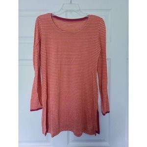 Eileen Fisher Orange Pink Striped Linen Tunic